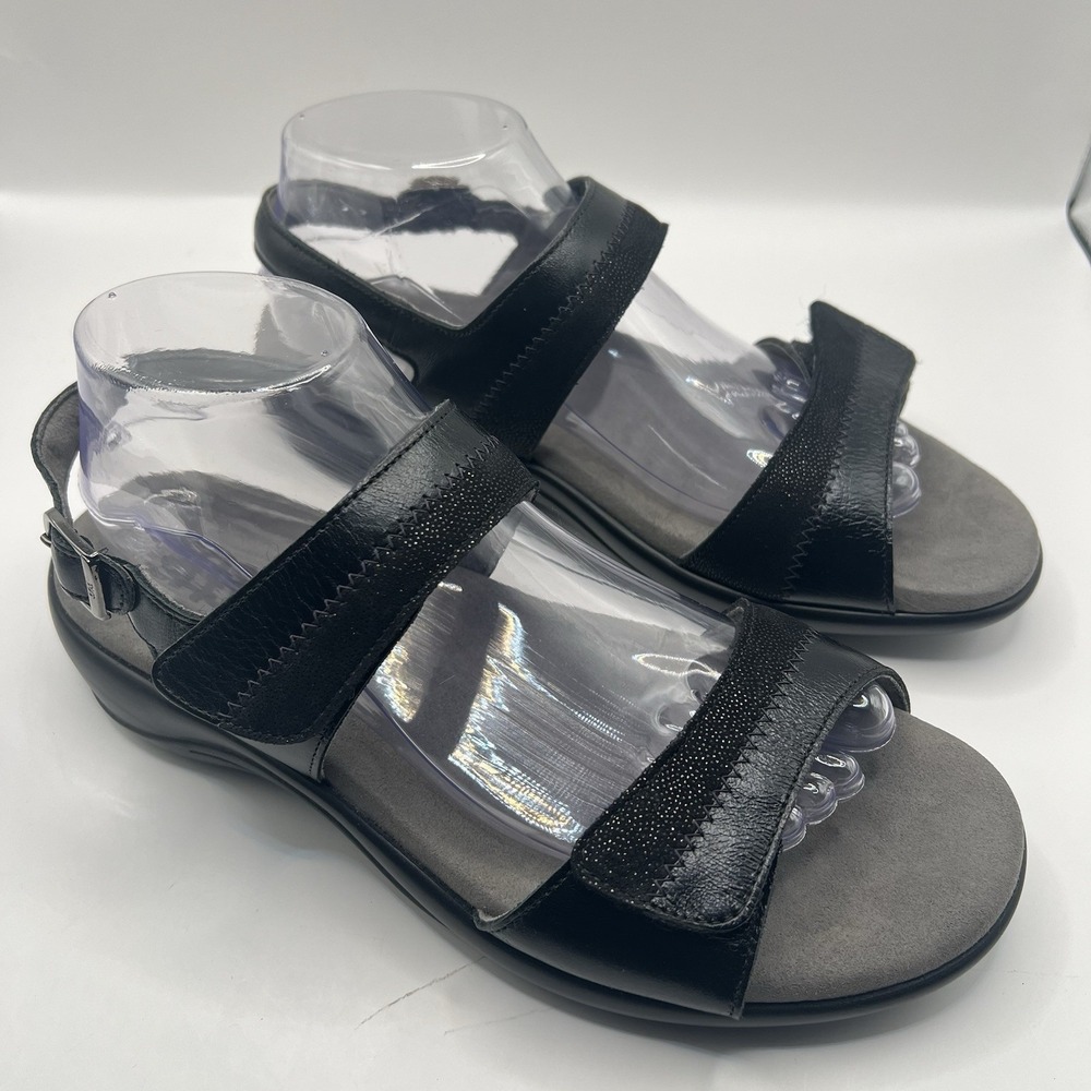 SAS Nudu Heel Strap Leather Sandal 9 WW Midnight Black Walking Comfort Support